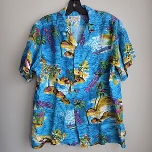 Vintage Aloha Hawaiian Rayon Fujiette Short Sleeve Shirt Woman? S